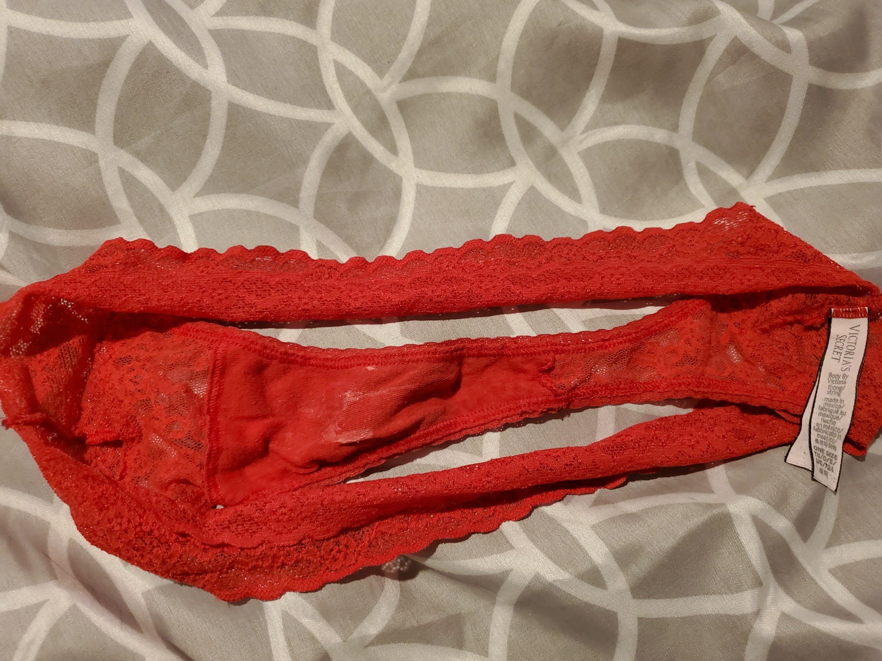 Creamed Stained Thong Myusedpantystore Com