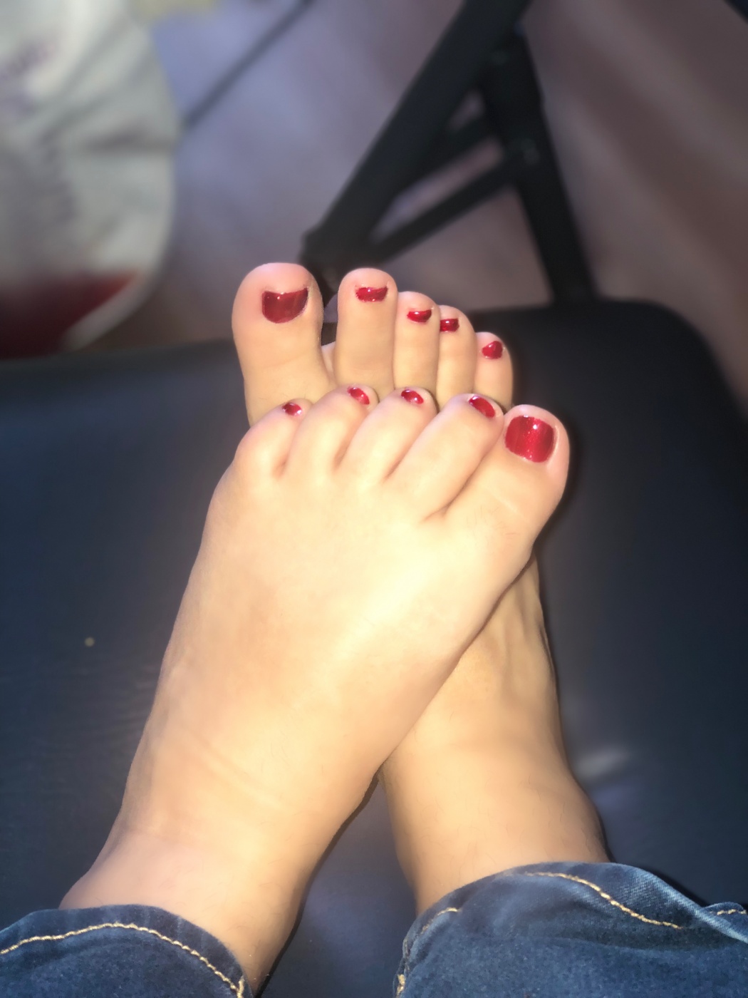 Photo Of Cute Feet With Red Nail Poli